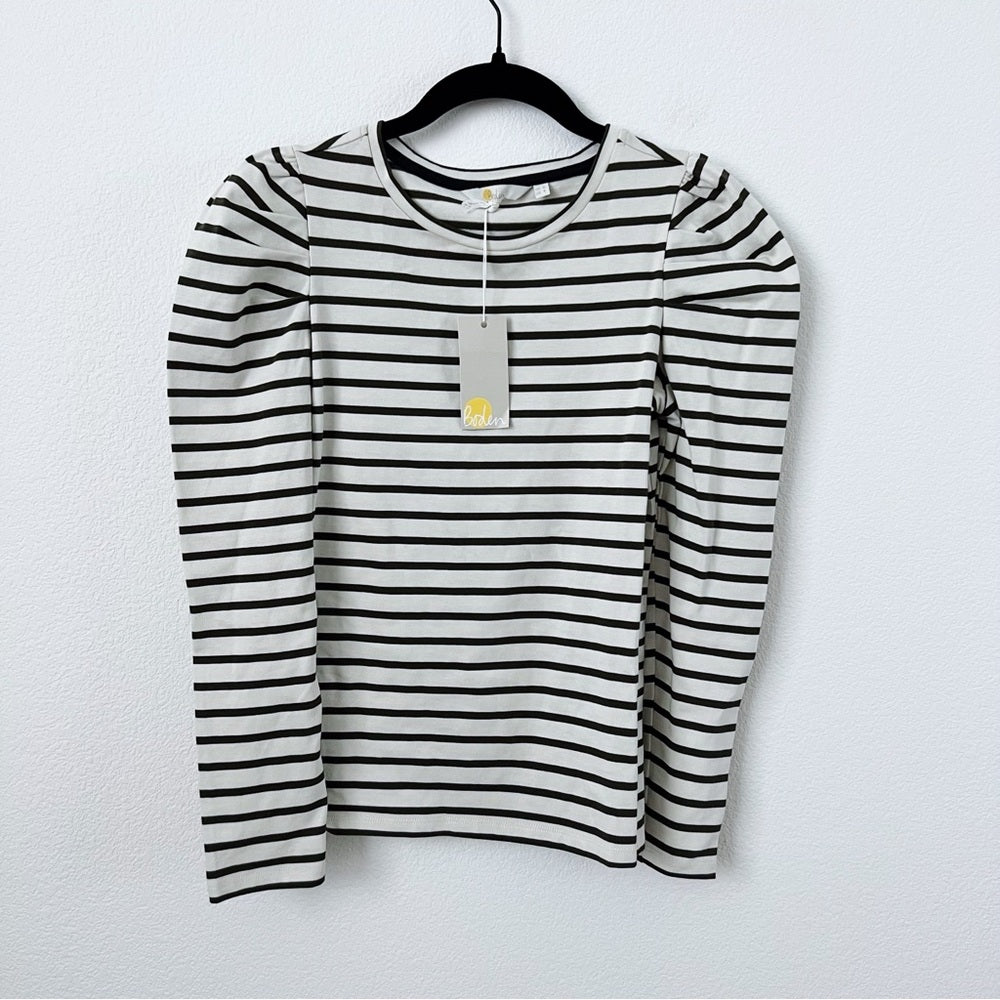 Boden Striped Puff Sleeve Top